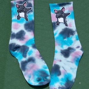"COOL AID" Handmade French Bull Dog Tie Dye Socks